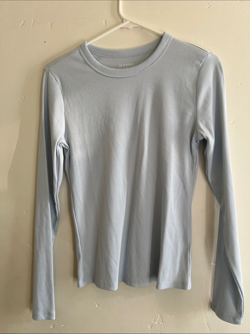Old Navy Pale Blue Ribbed Crewneck Long Sleeve Top